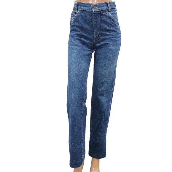 Vintage 70s High Waist Straight Leg Jeans Size 26 - Picture 2 of 6